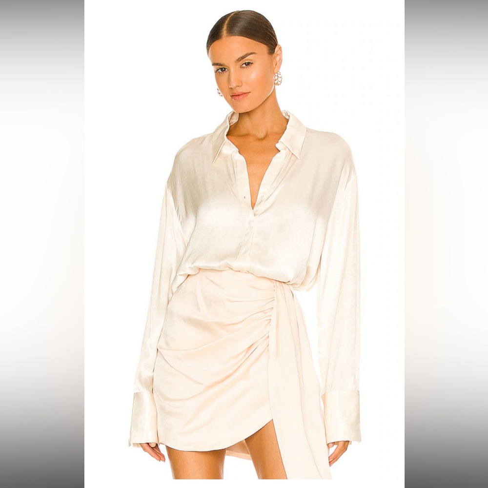 Revolve - SNDYS: Rising Satin Shirt in Champagne